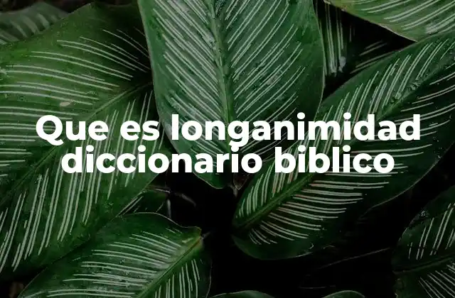 Que es Longanimidad Diccionario Biblico