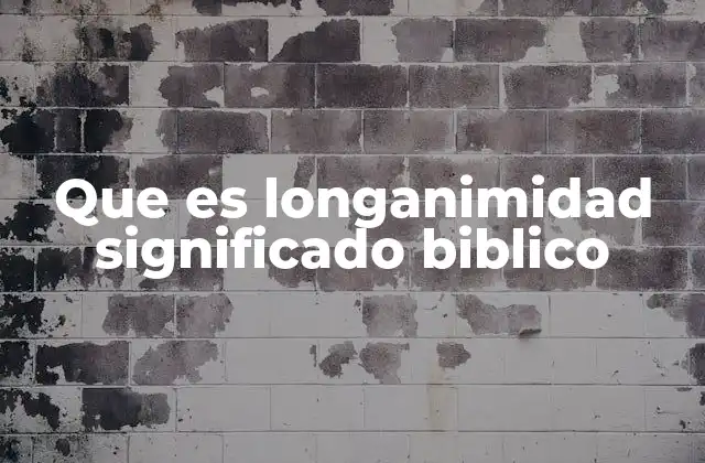 Que es Longanimidad Significado Biblico