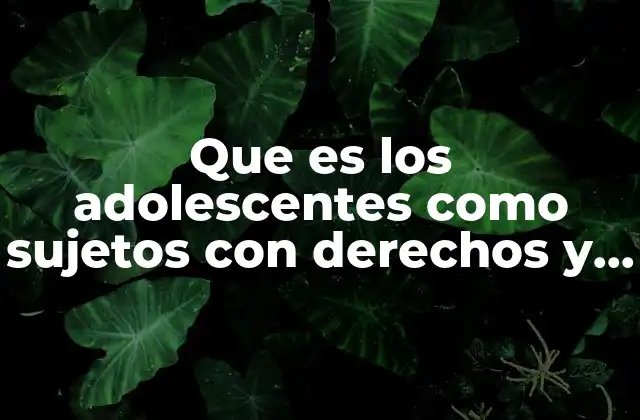 Que es los Adolescentes como Sujetos con Derechos y Responsabilidades