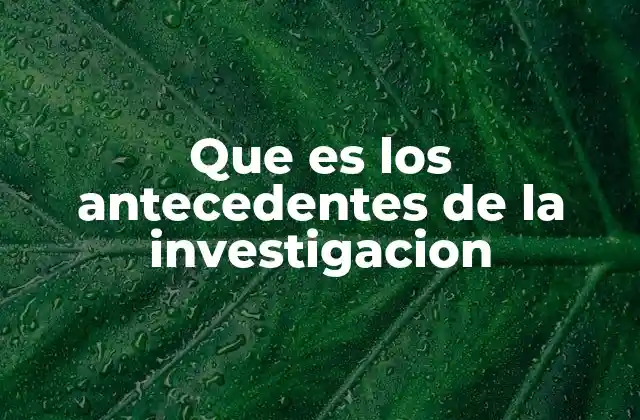 Que es los Antecedentes de la Investigacion