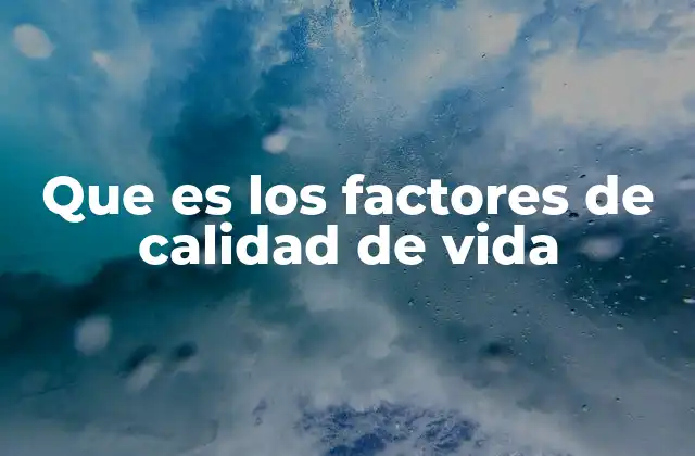 Que es los Factores de Calidad de Vida