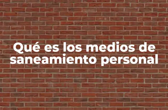 Qué es los Medios de Saneamiento Personal