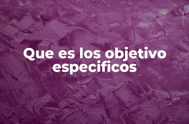 Que es los Objetivo Especificos