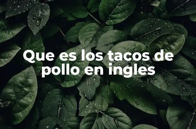 Que es los Tacos de Pollo en Ingles