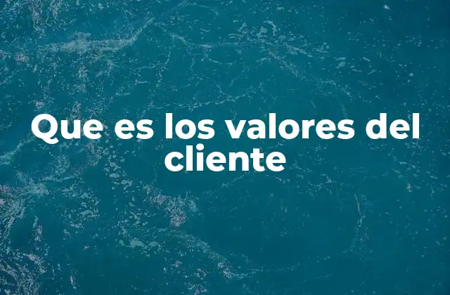 Que es los Valores Del Cliente