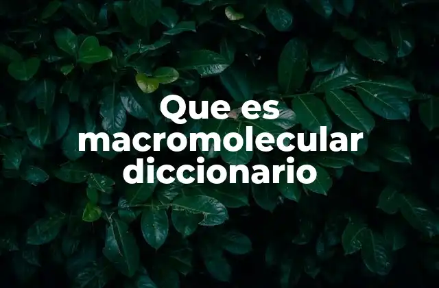 Que es Macromolecular Diccionario