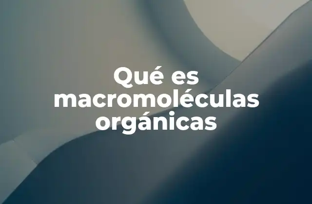 Qué es Macromoléculas Orgánicas