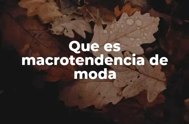 Que es Macrotendencia de Moda