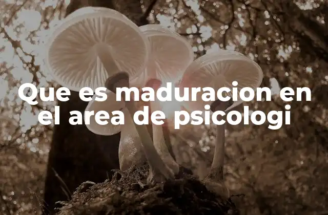 Que es Maduracion en el Area de Psicologi