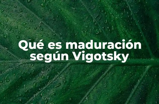 Qué es Maduración según Vigotsky