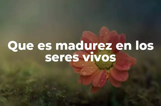 Que es Madurez en los Seres Vivos