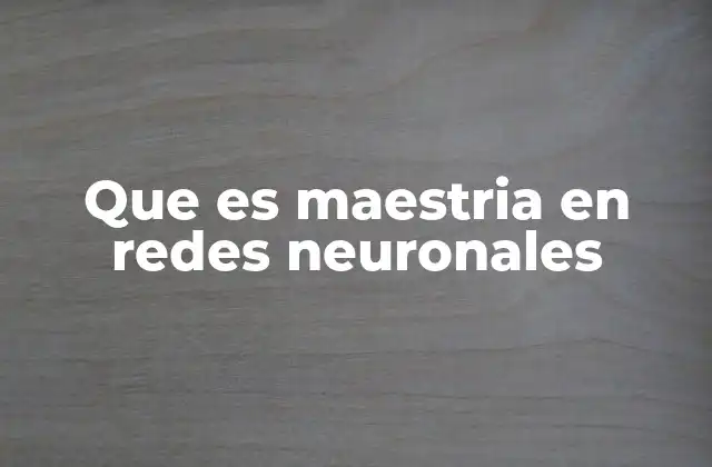Que es Maestria en Redes Neuronales