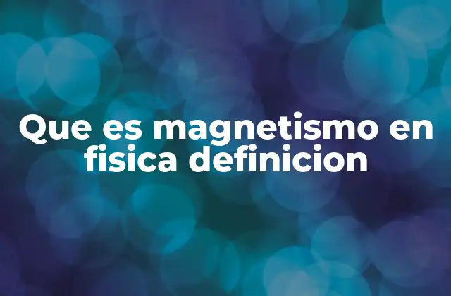 Que es Magnetismo en Fisica Definicion