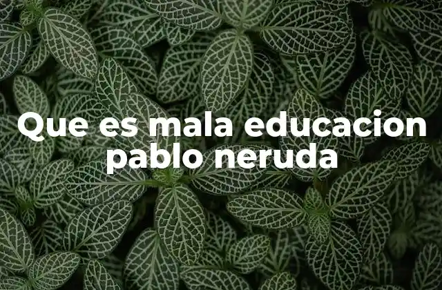 Que es Mala Educacion Pablo Neruda