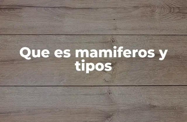 Que es Mamiferos y Tipos