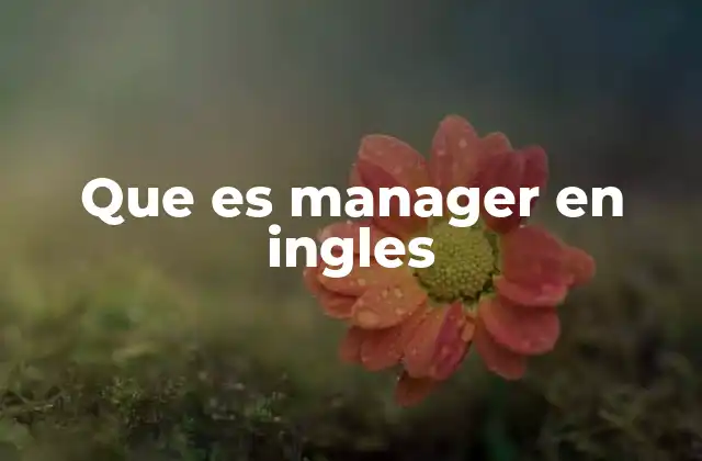 Que es Manager en Ingles