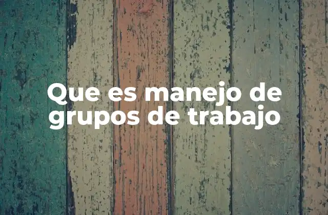 Que es Manejo de Grupos de Trabajo