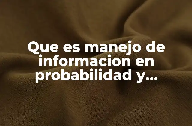 Que es Manejo de Informacion en Probabilidad y Estadistica