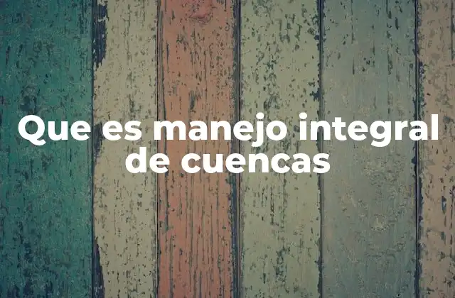 Que es Manejo Integral de Cuencas