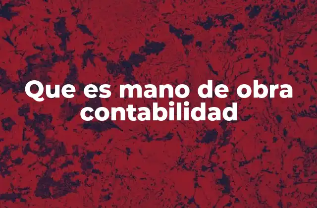 Que es Mano de Obra Contabilidad