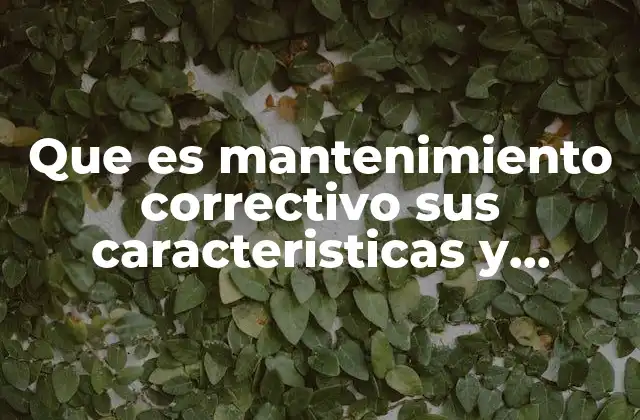Que es Mantenimiento Correctivo Sus Caracteristicas y Ventajas y Desventajas