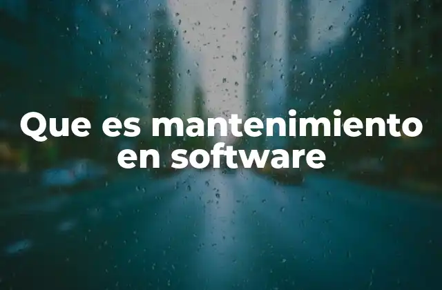 Que es Mantenimiento en Software