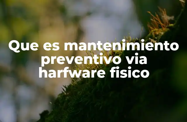 Que es Mantenimiento Preventivo Via Harfware Fisico