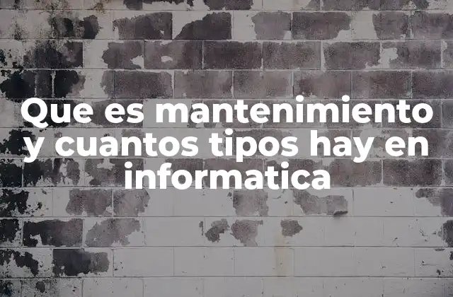 Que es Mantenimiento y Cuantos Tipos Hay en Informatica