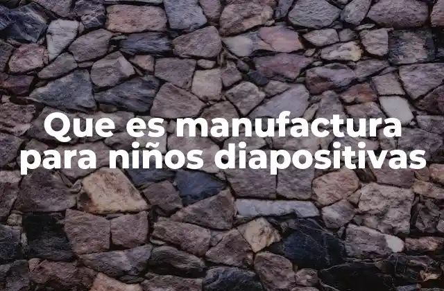 Que es Manufactura para Niños Diapositivas