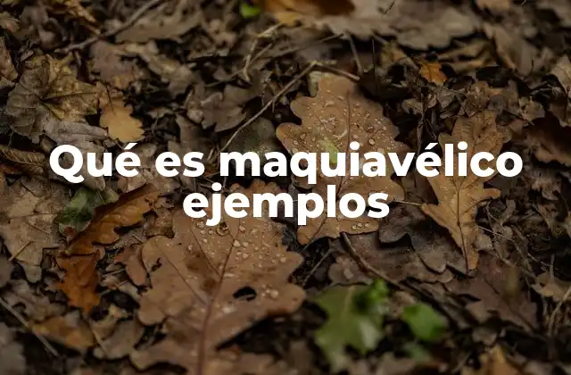 Qué es Maquiavélico Ejemplos