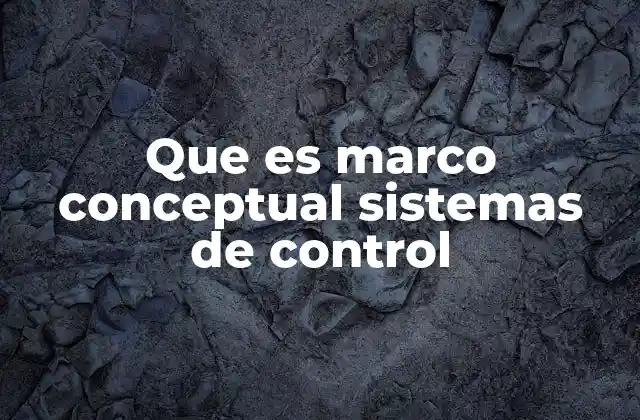 Que es Marco Conceptual Sistemas de Control