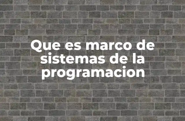 Que es Marco de Sistemas de la Programacion