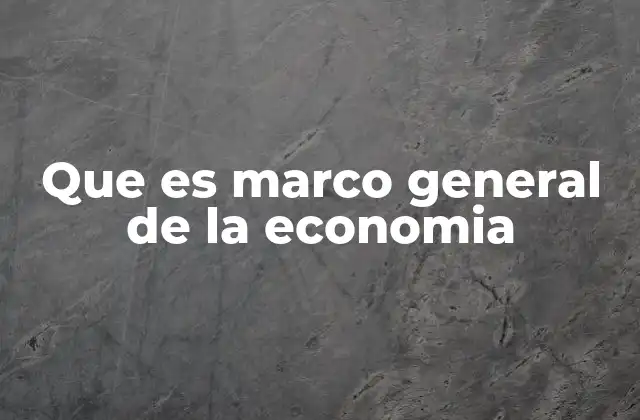 Que es Marco General de la Economia