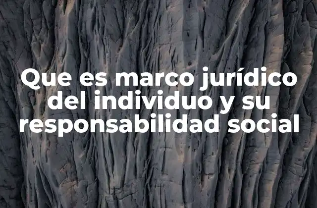 Que es Marco Jurídico Del Individuo y Su Responsabilidad Social