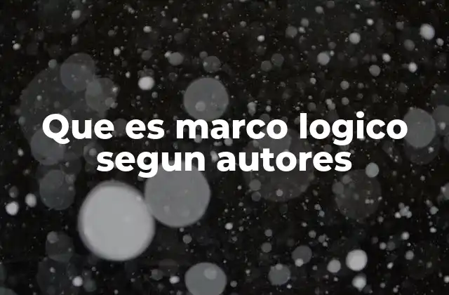 Que es Marco Logico Segun Autores