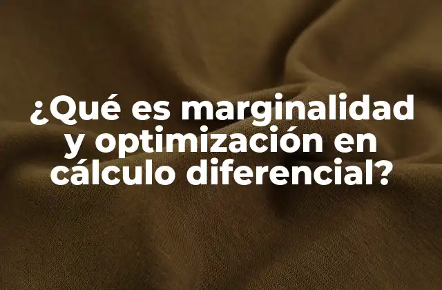 ¿qué es Marginalidad y Optimización en Cálculo Diferencial?