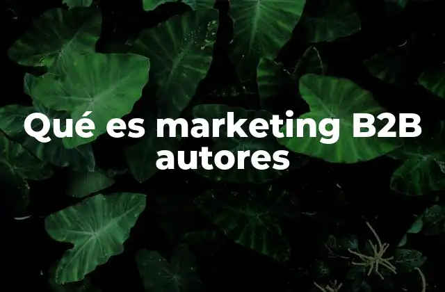 Qué es Marketing B2b Autores