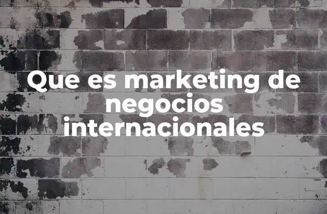 Que es Marketing de Negocios Internacionales