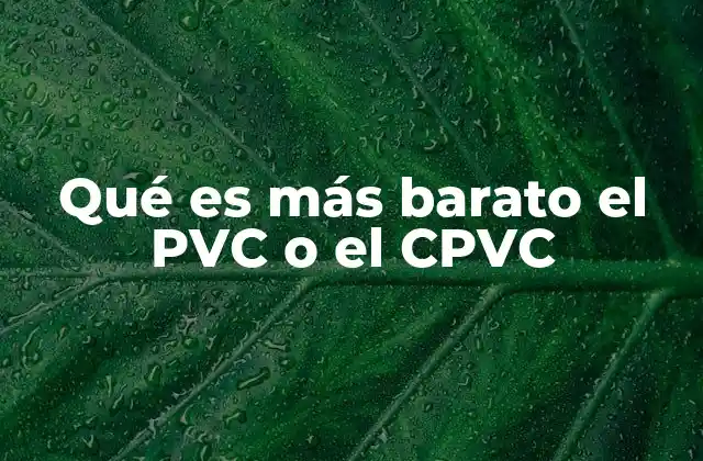 Qué es Más Barato el Pvc o el Cpvc