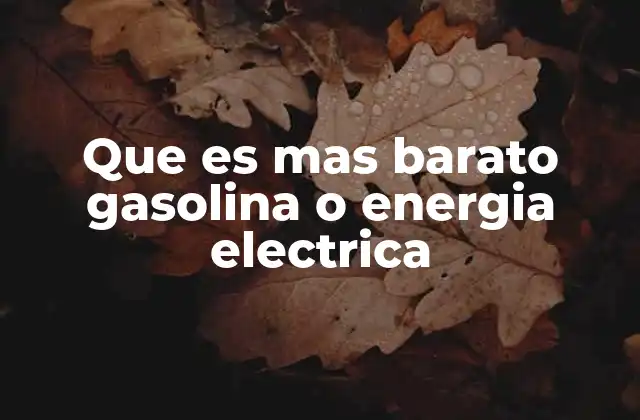 Que es mas Barato Gasolina o Energia Electrica
