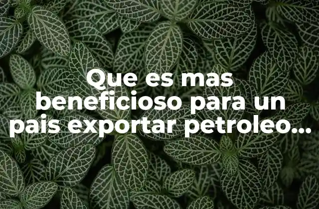 Que es mas Beneficioso para un Pais Exportar Petroleo Cruido
