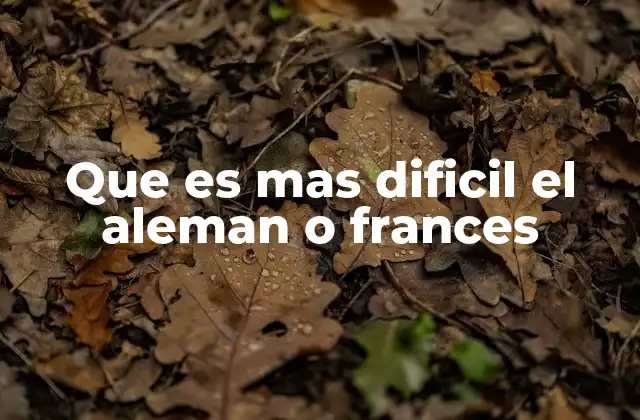 Que es mas Dificil el Aleman o Frances