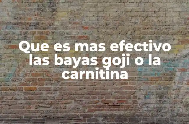 Que es mas Efectivo las Bayas Goji o la Carnitina