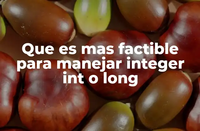 Que es mas Factible para Manejar Integer Int o Long