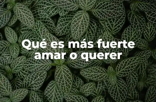 Qué es Más Fuerte Amar o Querer