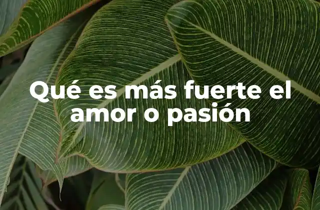 Qué es Más Fuerte el Amor o Pasión