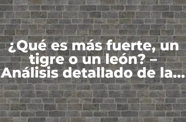 ¿qué es Más Fuerte, un Tigre o un León? – Análisis Detallado de la Fuerza de Estos Majestuosos Felinos