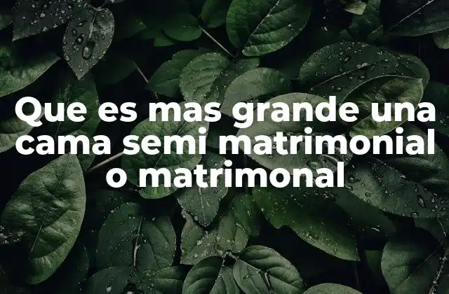Que es mas Grande una Cama Semi Matrimonial o Matrimonal