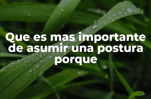 Que es mas Importante de Asumir una Postura Porque