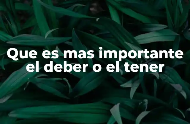 Que es mas Importante el Deber o el Tener 2 El equilibrio entre lo moral y lo material